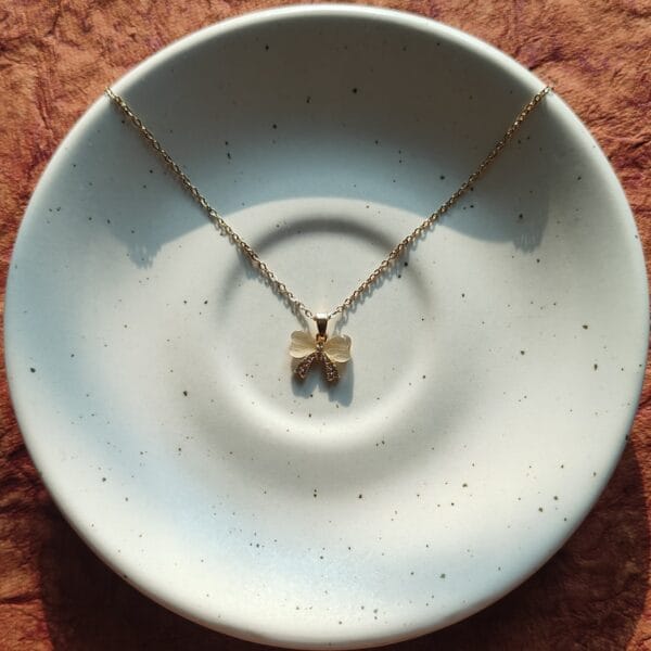 18 K Gold Plated Bow Pendant Necklace