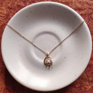 Moon with Bow Pendant Necklace