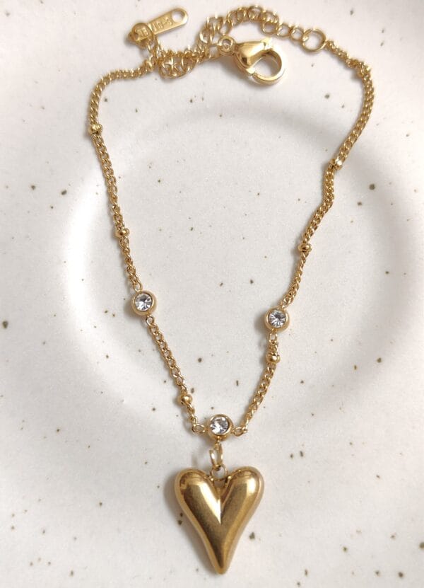 18K Gold Plated Heart Charm Bracelet
