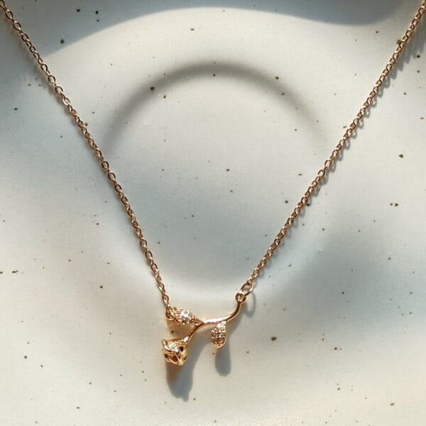 18K Gold Plated Rose Flower Necklace
