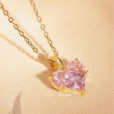 18KT Gold Plated Pink Stone Studded Heart Pendant Necklace