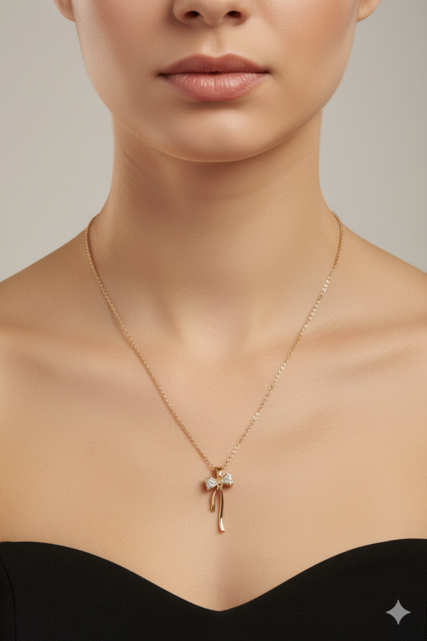 Anti Tarnish Bow Ribbon Necklace