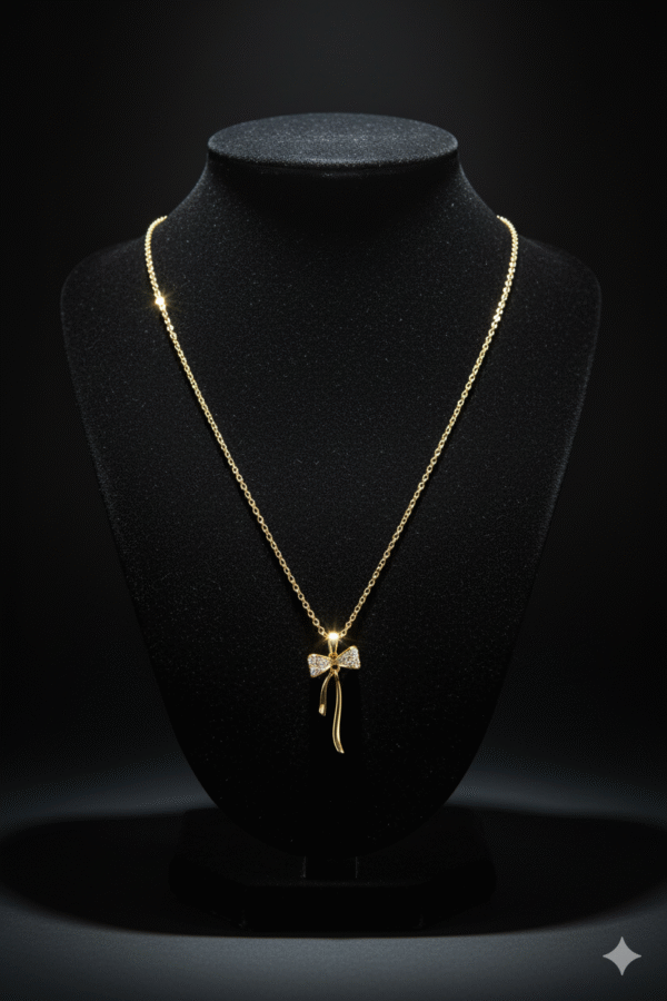 Anti Tarnish Bow Ribbon Pendant Necklace