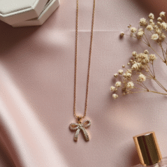 Anti Tarnish Charm Bow Necklace