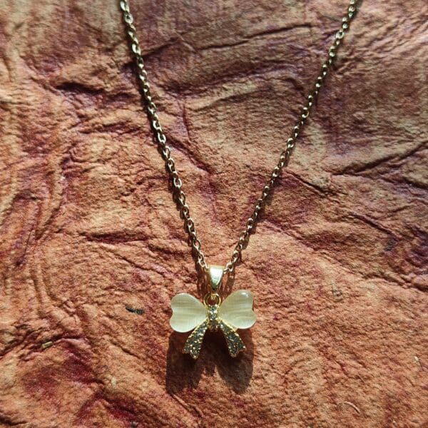 Anti Tarnish Dainty Crystal Bow Chain for Women & Girls