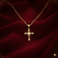 Anti Tarnish Gold Plated Crystal Cross Necklace
