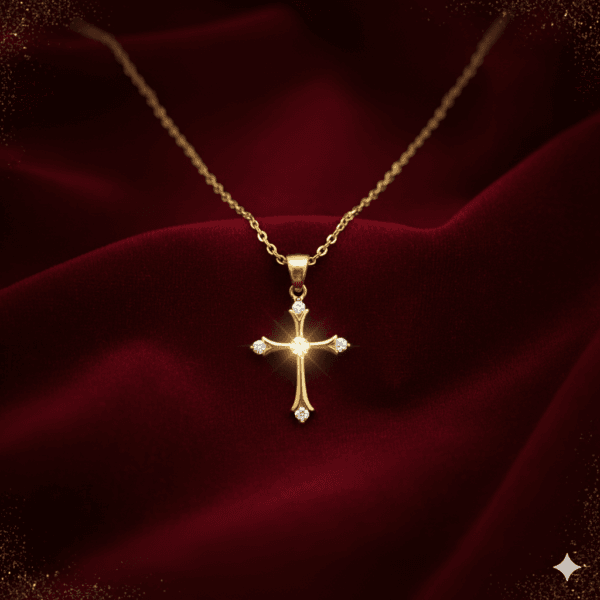 Anti Tarnish Gold Plated Crystal Cross Necklace