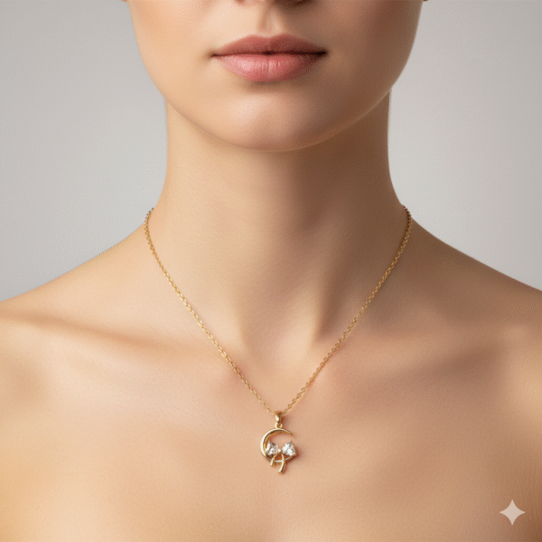 Anti Tarnish Moon with Bow Necklace