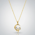 Anti Tarnish Moon with Bow Pendant Necklace