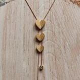 Anti Tarnish Necklace Triple Heart Pendant with Dual Crystal Drops