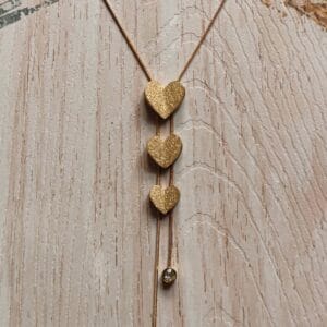 Triple Heart Dual Crystal Drops Necklace