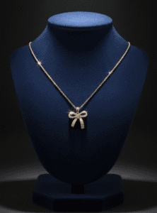 Anti Tarnish Ribbon Charm Bow Necklace