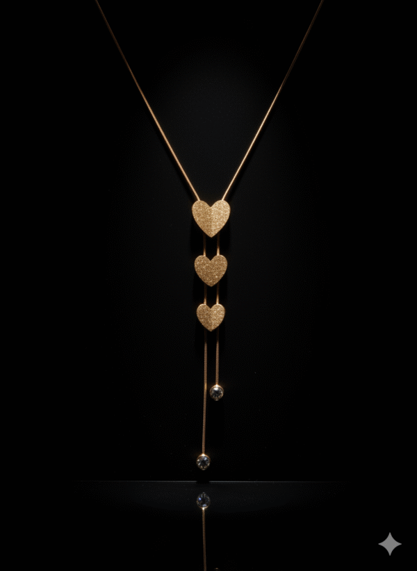 Anti Tarnish Triple Heart Pendant Necklace