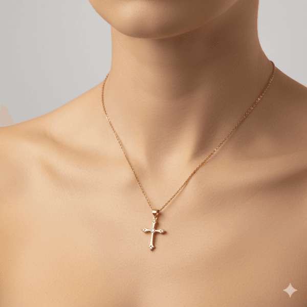 Anti Tarnish Zirconia Stones Cross Necklace