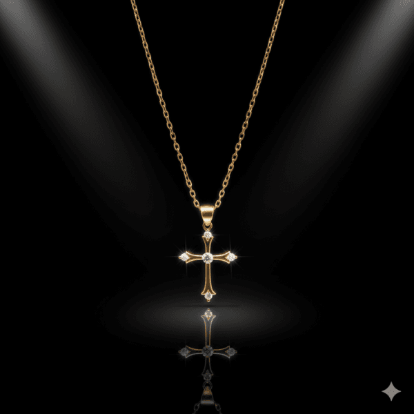 Anti Tarnish Zirconia Stones Cross Pendant Necklace