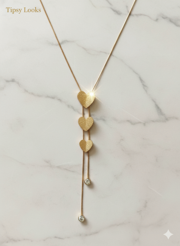 Elegant Anti Tarnish Triple Heart Pendant Necklace