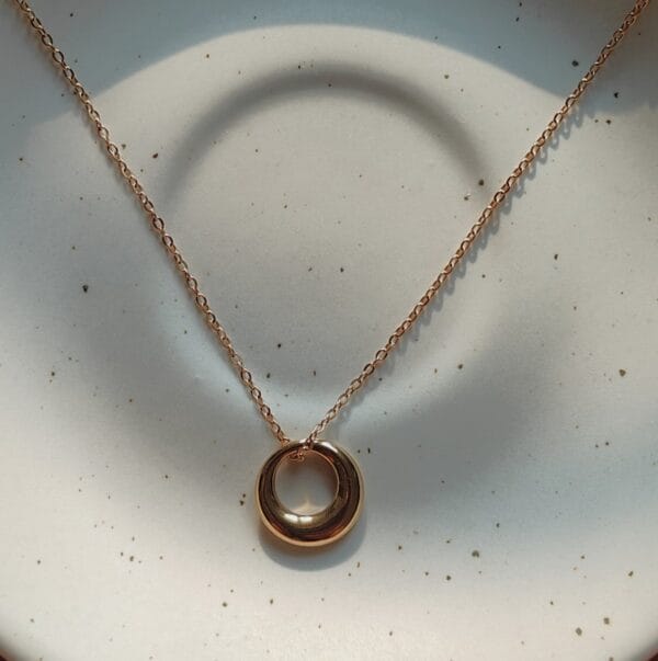 Glossy Gold Puff Pendant Necklace