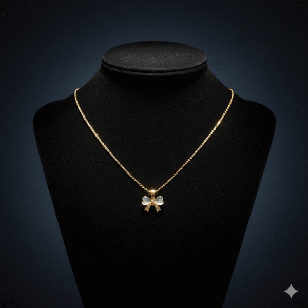 Gold Plated Bow Pendant Necklace