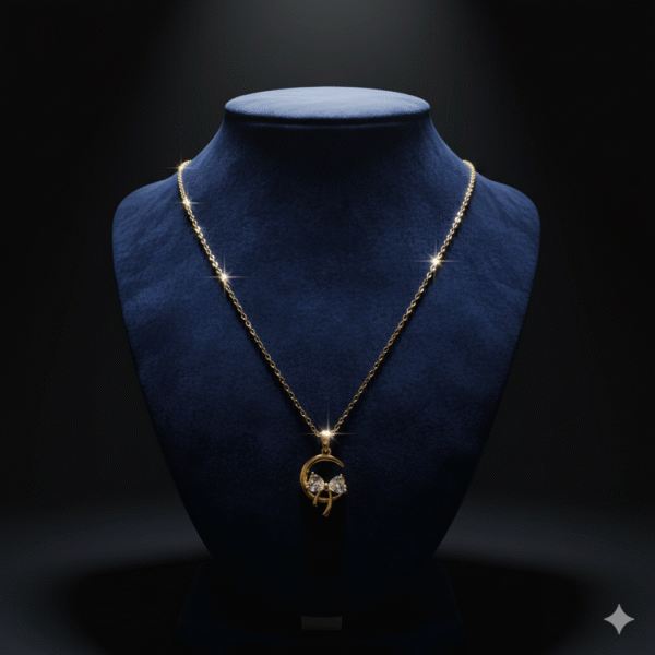 Gold Plated Crescent Moon Pendant Necklace