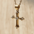 Gold Plated Crystal Cross Necklace
