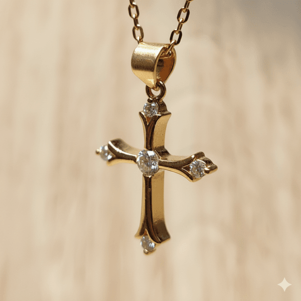Gold Plated Crystal Cross Necklace
