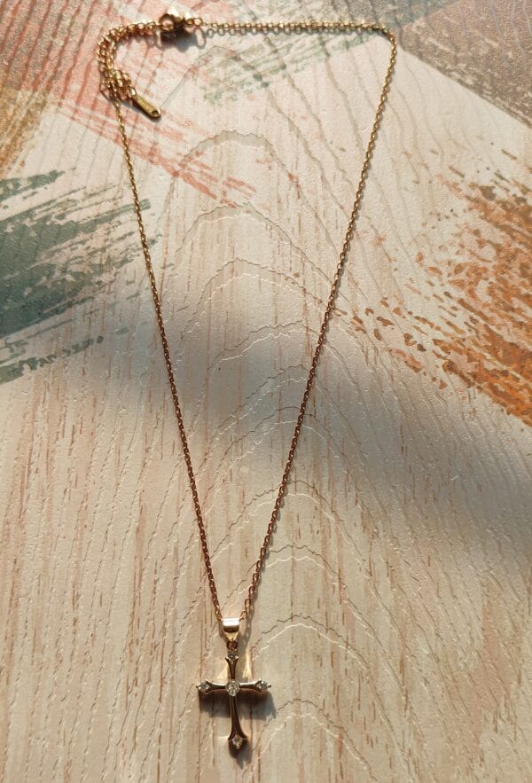 Gold Plated Crystal Cross Necklace