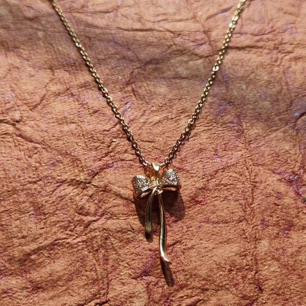 Gold Plated Grace Bowfall Necklace