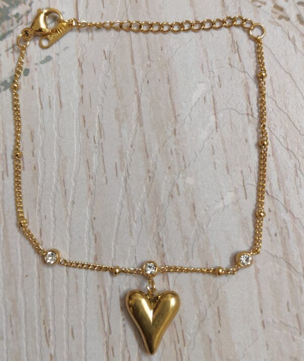 Gold Plated Heart Charm Bracelet