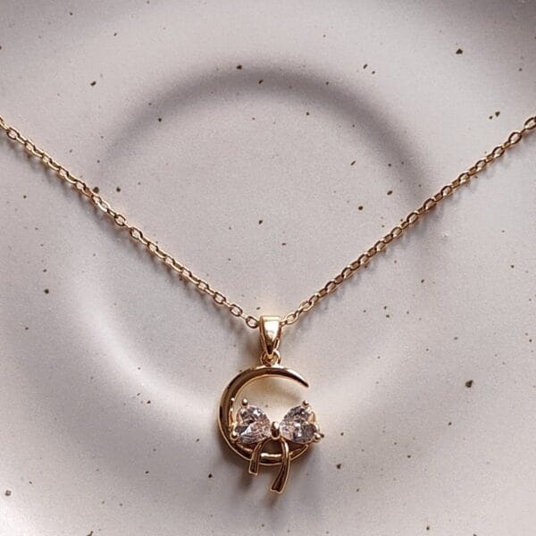 Gold Plated Moon Pendant Necklace