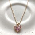 Gold Plated Pink Stone Necklace