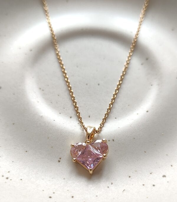 Gold Plated Pink Stone Necklace