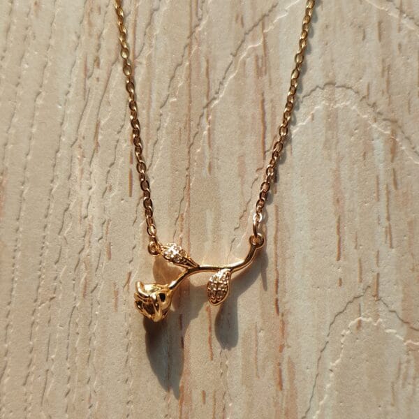 Gold Plated Rose Flower Pendant Necklace