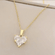 Gold Plated WHite Heart Necklace