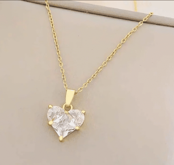 Gold Plated WHite Heart Necklace