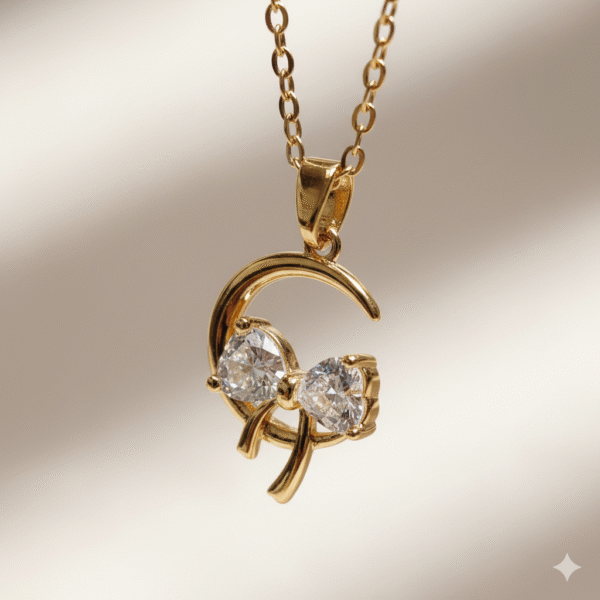 Moon and Bow Pendant Necklace