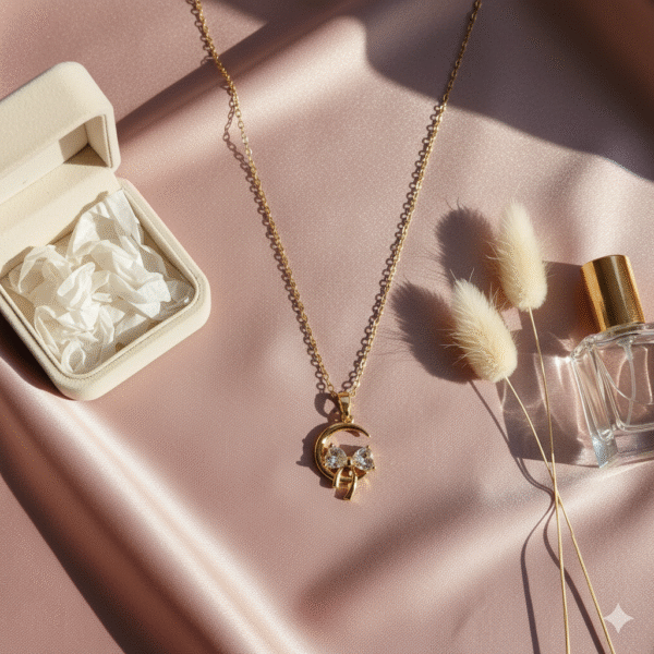 Moon with Bow Necklace