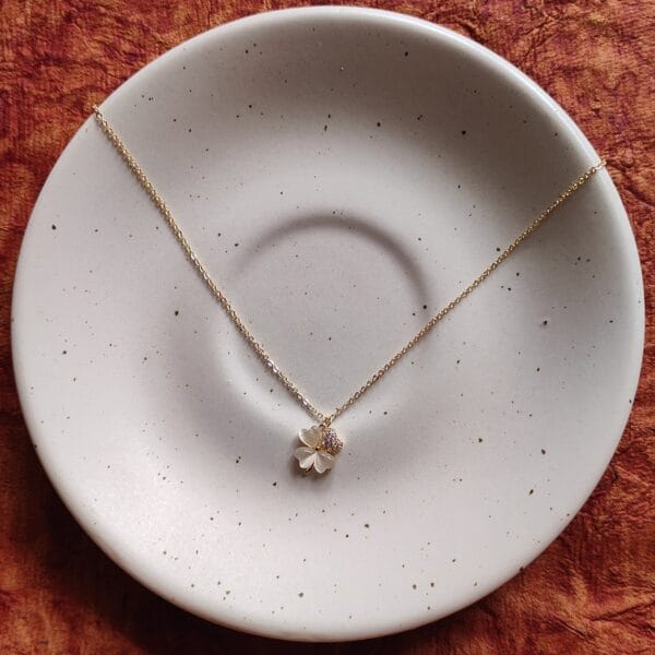 Pink Crystal Floral Necklace for Women & Girls