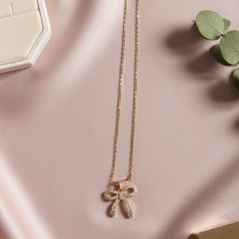 Ribbon Charm Bow Anti Tarnish Necklace