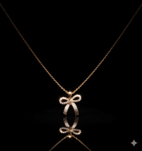 Ribbon Charm Bow Pendant Necklace