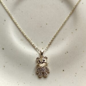 Crystal Teddy Bear Pendant Necklace
