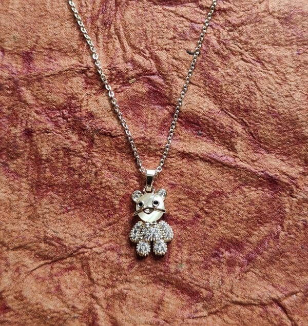Teddy Bear Pendant anti tarnish Necklace