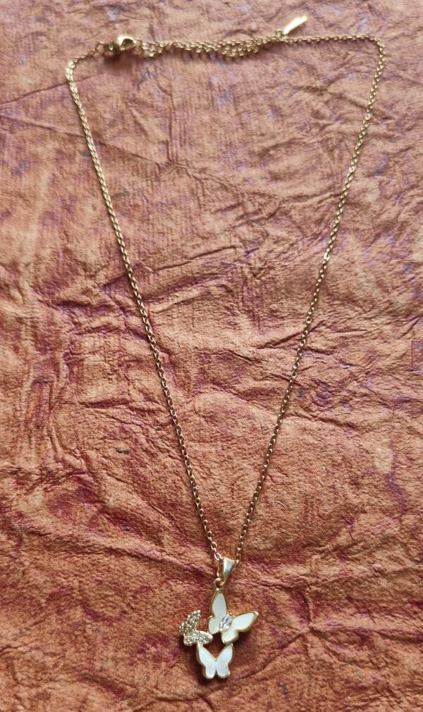 Three Butterfly Anti Tarnish Necklace