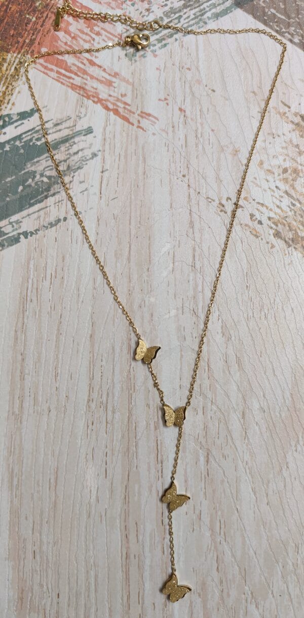 Triple Butterfly Drop Necklace