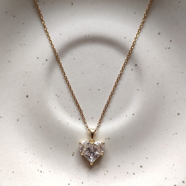 White Stone Heart Pendant Necklace