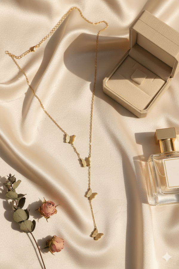 Anti-Tarnish Triple Flutter Butterfly Drop Necklace