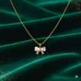 Anti-tarnish gold plating Bow Necklace