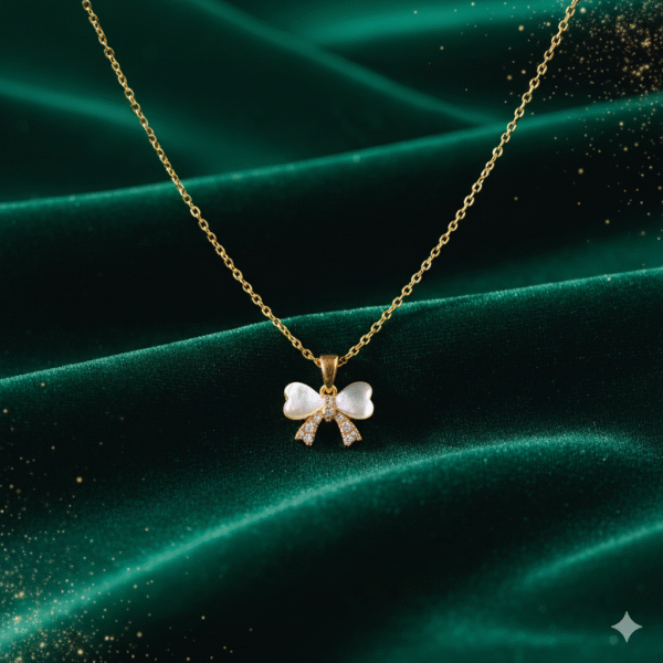 Anti-tarnish gold plating Bow Necklace
