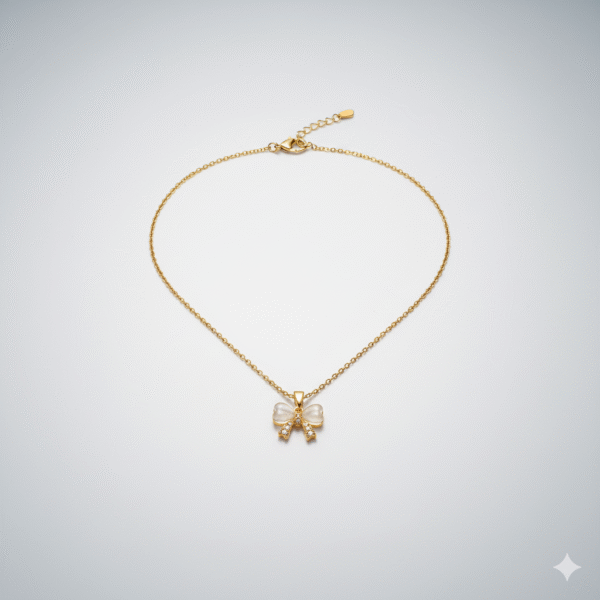 Dainty Gold Bow Pendant Necklace
