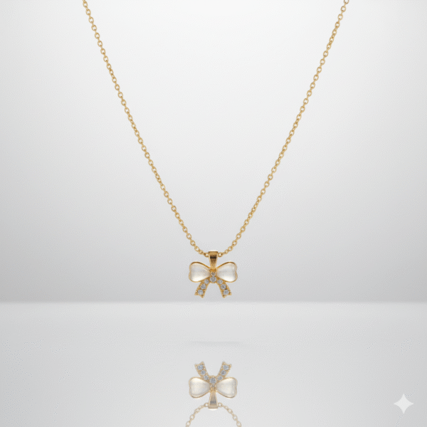 Enamel Bow Pendant Necklace