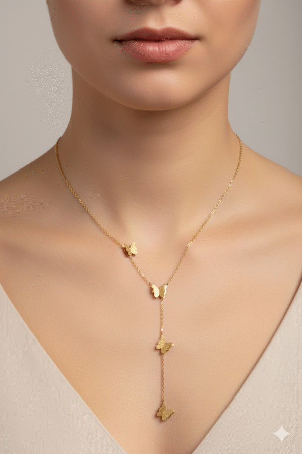 Triple Butterfly Drop Necklace